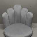 Vanity Chair for Makeup Room - Midcentury Modern Accent Chair for Living Room Bedroom, Velvet Chair with Back Support and Metal Legs (Light Grey)