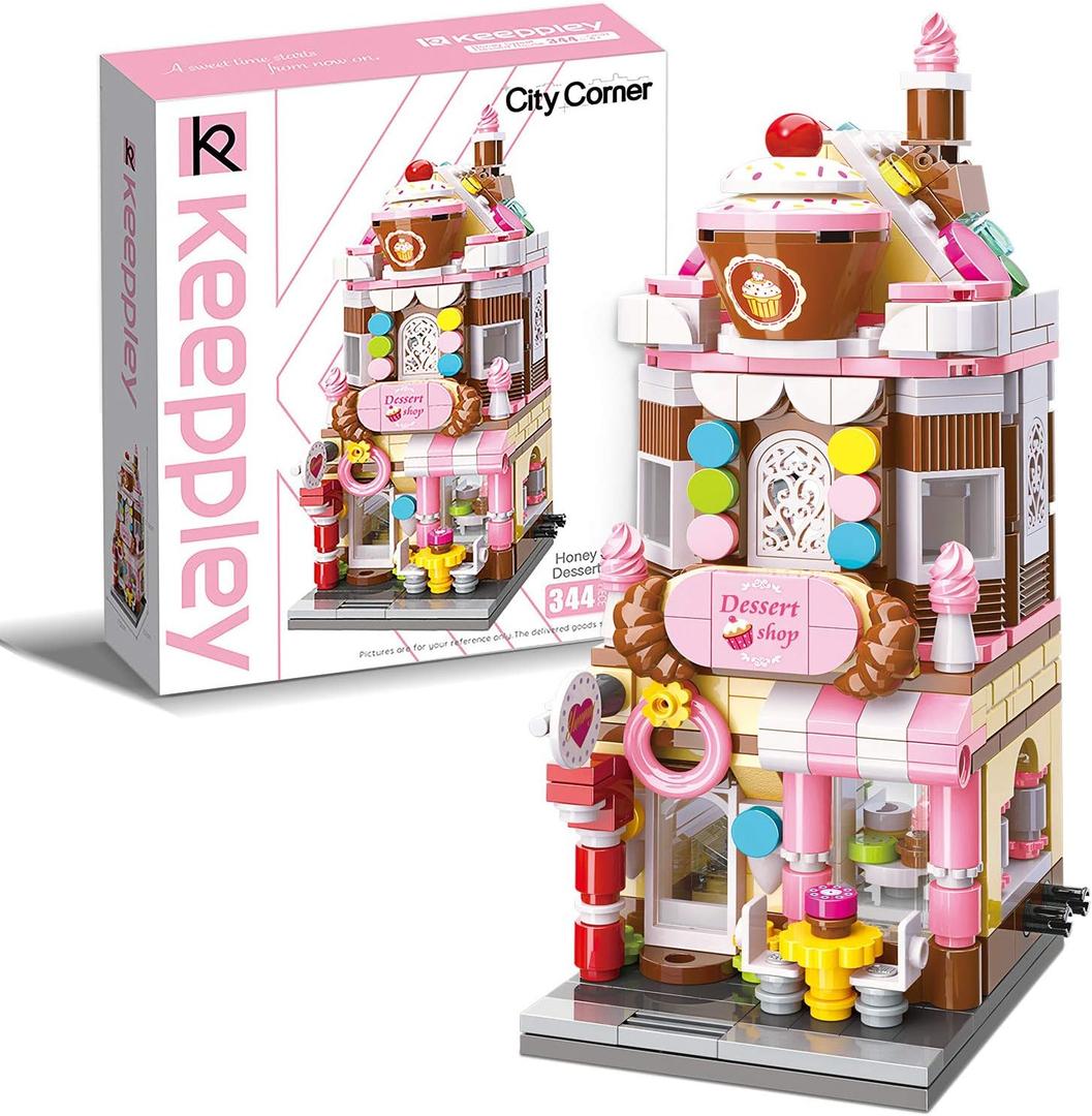QMAN Building Blocks Toys City Street Construction Set Educational Bricks Toy for Girls Age 6-12 and Up (Honey Sweet Dessert House)