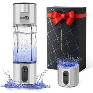 Hydrogen Water Bottle Generator, 8000PPB Ultra Hydrogen Water Ionizer Generator -Upgrade SPE & PEM Tech, 7OZ Portable High Concentration Hydrogen Rich Water Machine, Food-Grade PC Grey
