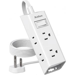 5FT Extension Cord with Multiple Outlets, Flat Plug Power Bar Surge Protector with 5 Ft Long Cord, 6 Outlet 4 USB Ports (2 USB C), Multi Outlet Wall Plug for College, Dorm Room Essentials (White)