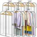 LANDNEOO 6 Pack Clear Garment Bags for Hanging Clothes with Zippers on Double Sides - 10'' Clothes Storage for Coat, Dress, and Fur in Closet - 40'' Long Suit Bags