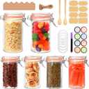 Flrolove 16 oz Glass Jars with Airtight Lid, Set of 6 Mason Jars 16 oz, Glass Storage Jars, Airtight Glass Jars, Canning JarGlass Canister with Seal for Pickle, Vanilla, Cookie, Jelly