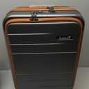 Carry On Luggage 22x14x9 Airline Approved, FLO5 Expandable Polycarbonate Suitcase with Front Pocket (FX-Core, Brown-Black, 20 Inch)