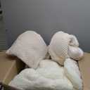 3D Jacquard Design Comforter Set, Ultra-Soft Warm King Size Sherpa Fur Plush 3-Pieces Sets Luxury Cozy Bedding with 2 Pillowcases (104"x90", Cream White)