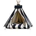 Dog Bed Tent,Portable Pet Tent for Cats or Small Dogs,Removable & Washable,Indoor Dog House with Thick Cushion,Cat Tents for Indoor Cats,Soft,Cozy,Pet Teepee,Dog Cabana Outdoor(White&Black)
