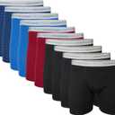 Gildan Men's Underwear Boxer Briefs, Multipack, Black/ Garnet/ Royal/ Diamond (10-pack), Large
