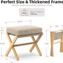 BAMBOOHOMIE Foldable Foot Stool Ottoman, Modern Foot Rest with Bamboo X Legs & Thick Foam Cushion, Folding Foot Stools Small Padded for Bedroom Living Room, Footstool for Chair Couch (Natural - Brown)