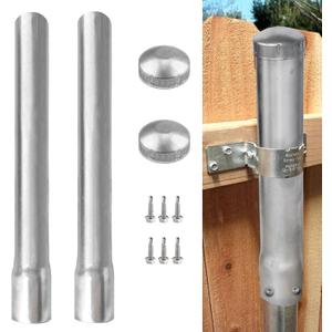 2 Pack 2-3/8" OD Metal Post Extender, 24" Fence Post Extension Height, Hot-dip Galvanized Steel, Includes Screws and Caps