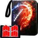 Football Card Binder with 4 Pockets, Trade Binder Fits 400 Cards with 50 Pages, Portable Collection Card Book, Game Sports Card with Photo Albums with Zipper for Gifts-Black
