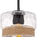 Kira Home Sage 10" Modern Pendant Light + Hammered Glass Shade, Textured Black Finish