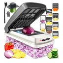 Mueller Vegetable Chopper Mandoline Slicer, Food Veggie Chopper, Cheese Grater, Onion Vegetable Cutter with Container, Dicer, Kitchen Gadgets & Essentials, White Sand/Grey