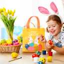 Tudomro 60 Pieces Easter Tote Bags with Handles Bunny Non Woven Bags Reusable Easter Grocery Shopping Bag Kitchen