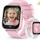 Kipywatch Smart Watch for Kids - Kids Watch with GPS Tracker, Safe Zones Alert Camera, Voice & Video Call, School Mode Parental App, Subscription Required - Extra White Strap - Gifts for Girl 3-12