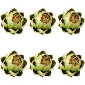 GiftYou 6-Pack Large Artificial Artichoke Fake Vegetables and Fruits for Kitchen Decorations (Green)