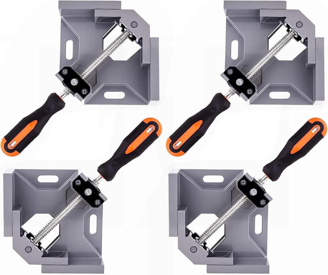WYQYQ 4pcs Corner Clamp - Right Angle 90 Degree Wood Clamps For Woodworking, With Adjustable Swing Jaw Aluminum Alloy Frame, For Welding, DIY Woodworking