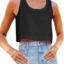 Aoysky Womens Cotton Crop Tops Casual Loose Tank Top Sleeveless Basic Cropped Athletic Yoga Workout Shirt (Small, Black)