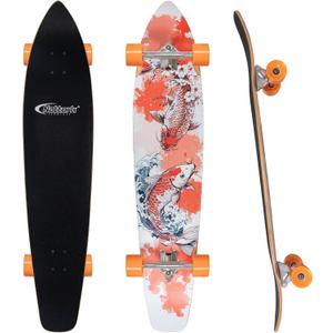 Nattork Longboard Skateboard Complete 8 Ply Canadian Hard Maple for Commuting, Carving & Downhill Riding with T-Tool, Made for Adults, Teens and Kids (44"- Carp)