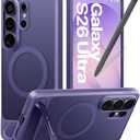 TORRAS Strong Magnetic & Seamless Stand for Samsung Galaxy S26 Ultra Case, Fit for MagSafe, Mil-Grade Drop Protection, Kickstand for Samsung Galaxy S26 Ultra Case, Translucent Back/Purple Edge