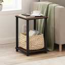 Furinno Turn-N-Tube Toolless Assembly Side Table, 2-Tier Brown End Table with Open Shelf, Night Stand, Bedside Table, for Living Room, Bedroom, Cherry Oak, 2-Tier, Round Tubes