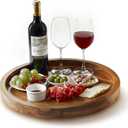 16" Acacia Wood Lazy Susan for Table Top - Wooden Turntable Serving Tray for Charcuterie Boards Cheese Board - Extra Large Black Round Lazy Susan Organizer - Kitchen Revolution for Cabinet