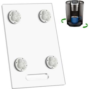 Appliance Slider 360 Rolling Tray for Coffee Maker Acrylic Coffee Pot Slider Tray Countertop Rotation Sliding Tray with Wheels, Small Appliances Mat Clear(Small 13.9"9.4")