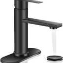 Bathroom Faucet Single Hole Single Handle Vanity Faucet Modern Sink RV Black Bathroom Faucet with Pop-up Drain for 1 - or 3 Hole Sink (Black)