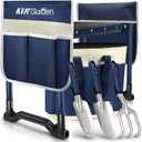 KVR Garden Kneeler and Seat Set 7-Piece Upgraded - Heavy Duty Foldable Bench & Stool with 3 Aluminum Tools, 2 Non-Slip Pouches & Tote Bag - Gardening Chair Gifts for Seniors, Women, Mom
