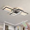Modern LED Ceiling Light 41" Dimmable Black Flush Mount Ceiling Lights Fixtures with Remote Control Square 65W 3000K-6500K Ceiling Lamp for Kitchen, Living Room, Bedroom, Dining Room