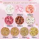 QUEFE Pink Bracelet Making Kit Friendship Bracelets 2850 Flat Clay Beads and Gold Spacer Beads for Jewelry Making, Crafts, Gifts and Birthday (Rose Smoke)