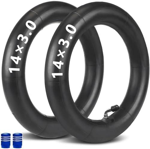 2-Pcs Thickened 14x3.0-inch Inner Tube Set with 2 Steel Valve Caps 14-inch E-Bike Inner Tubes with Schrader Valves Suitable for Electric Tricycles and E-Bikes Replacement Inner Tubes