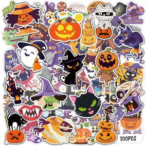 9 x OHOME Halloween Stickers | 100 PCS Halloween Party Favors - Halloween Games Toys Gifts Party Supplies - Crafts Accessories Treats Bulk for Classroom