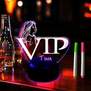LED Lights Table Sign with Writing Pen - Battery Powered Party Supplies, Color Changing Wedding Decorations Table Lights for Restaurant Bar Event (BLACK, Girl)