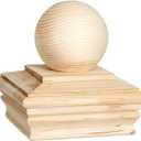 Hosuly 4 x 4 (Actual 3 5/8) Fence Cedar Ball Top Post Cap Rot Resistant Cedar Wood Deck Post Caps for Outdoor Wooden Fences (One Size)