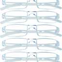 VisionGlobal 5 Pairs Reading Glasses, Blue Light Blocking Glasses, Computer Reading Glasses for Women and Men, Fashion Square Eyewear Frame (Clear,+2.50 Magnification)