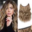 REECHO Invisible Wire Hair Extensions with Thinner Softer Lace Weft (Light Reddish Brown with Highlights, 12 Inch (Pack of 1))