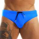 MIZOK Men's Swimwear Bikini Swimming Briefs Drawstring Swimsuits Board Surf Shorts Trunks (Medium, Blue)