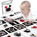 hahaland High Contrast Baby Flashcards - Black and White Infant Baby Cards 0-6 Months Tummy Time 0-3-6 Months Montessori Sensory Cards 20 PCs 6''×6'' Newborn Brain Visual Stimulation