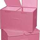 2 Pack Storage Boxes with Lids and Handles, Collapsible Linen Storage Bins Organizer Containers Baskets Cube with Removable Divider for Home Bedroom Closet Office (Pink, XL)