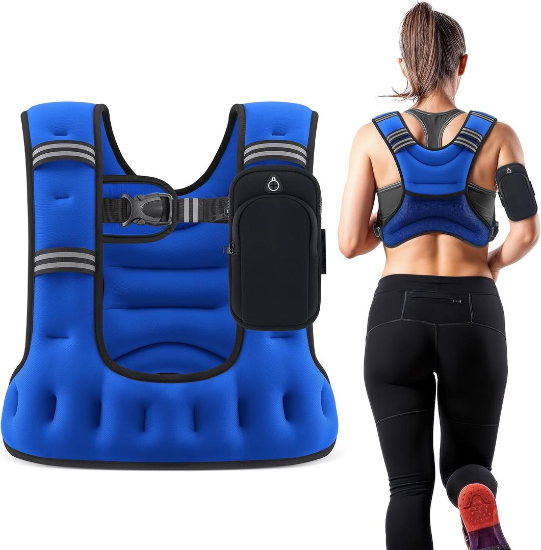 ZELUS Weighted Vest for Women Men, 20LB U-Shaped Ergonomic for Even Weight Distribution, Odorless Workout Vest with SGS Certification, Arm Pocket & Back Mesh Pouch for Training & Running