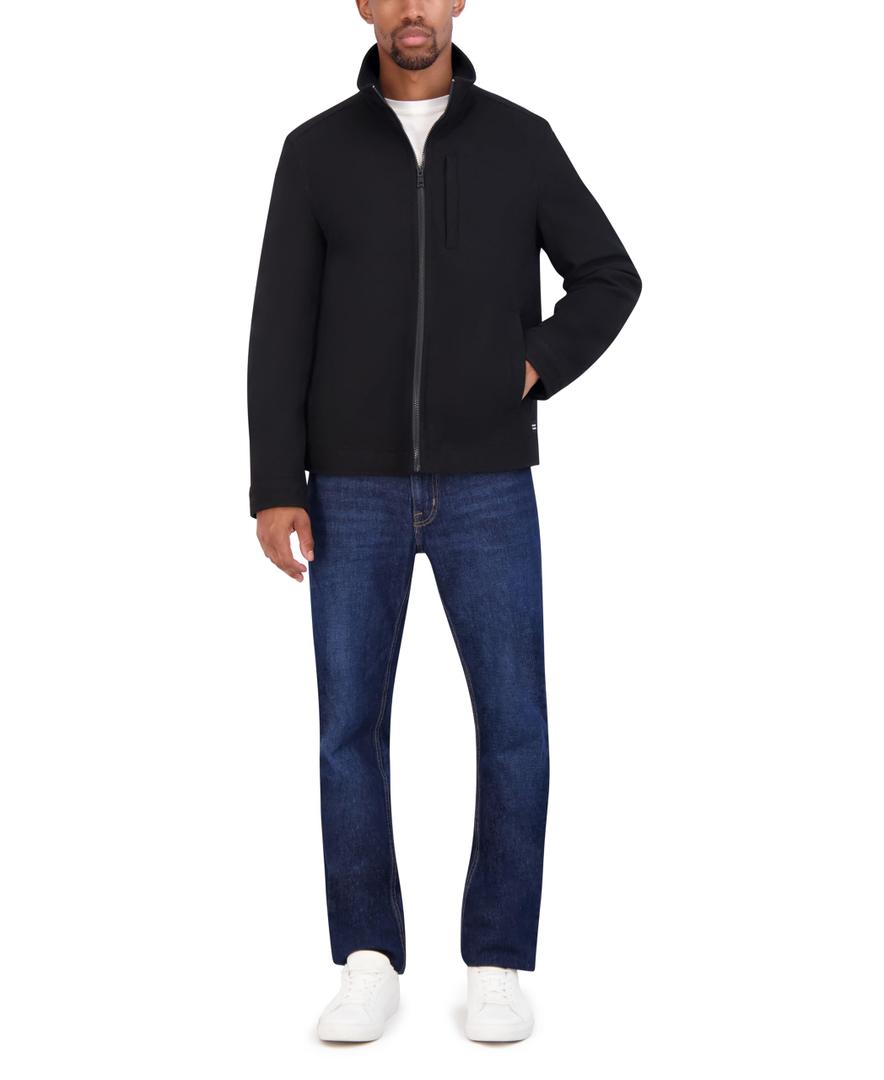 Nautica Men's Wool Blend Lightweight Insulated Jacket Printed Diamond Quilted Interior, BlackRegular XX-Large