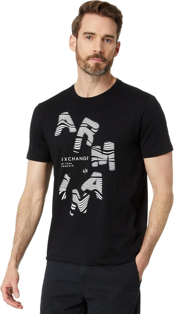 Armani Exchange Men's Regular Fit Pima Cotton Jersey Large Logo Tee (Black), Extra Small 