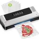 Bonsenkitchen Vacuum Sealer Machine | Compact Food Sealer for Kitchen Storage & Meal Prep | Multiple Modes​​ | External Vacuum System | 5 Bags, Silver​​