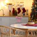 Hungdao 2 Pcs Christmas Kitchen Towels Bows Decor Christmas Decorative Dish Hand Towels Red and White Stripes Cabinet Bows for Xmas Bathroom and Kitchen Decor