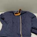 Dokotoo Women's Winter Casual Quilted Jackets Long Sleeve Button Down Puffer Jacket Padded Outerwear Coats (Medium, Navy Blue)