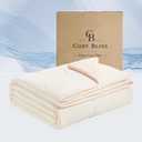 Cozy Bliss x Sorona Viscose Natural Fiber Cooling Comforter Queen Size, Reversible Silky Smooth Cooling Blanket with Q-Max0.45 for Hot Sleepers & Night Sweats, Ivory White, 90"x90"