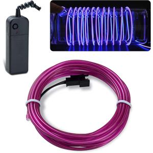 lychee 15ft Neon Glowing Strobing Electroluminescent Light El Wire w/Battery Pack for Parties, Halloween Decoration (Purple)
