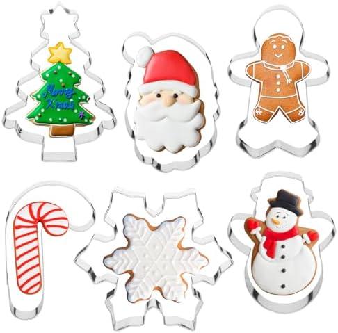 STARSIDE 4" Large Christmas Cookie Cutters,6 pcs Cookie Cutters Christmas Shapes, Metal Winter Holiday Cookie Cutter Set-Gingerbread Man,Snowman