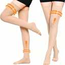 2 Pairs Compression Stockings for Women & Men, 20-30mmHg Thigh High Compression Socks, Open Toe Medical Compression Socks with Silicone Dot Band for Sport Swelling Varicose Veins