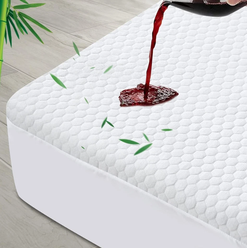Soft Noiseless Bamboo Mattress Pad Cover - King Size Waterproof Protector 80x76