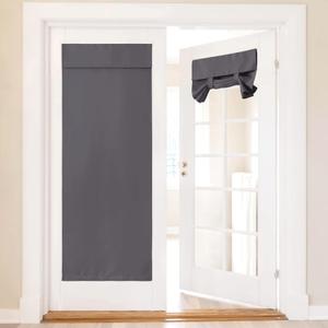 NICETOWN Tricia Door Curtain - Blackout French Door Curtains Room Darkening Thermal Insulated Window Coverings for Patio Glass Doorway Curtain Privacy Tie Up Blind, W36 x L72, 1 Panel, Grey